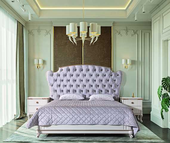 Кровать двуспальная "Мия" крем