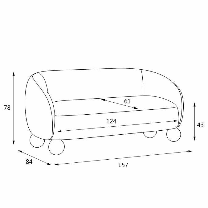 Двухместный диван Primo M22 серый