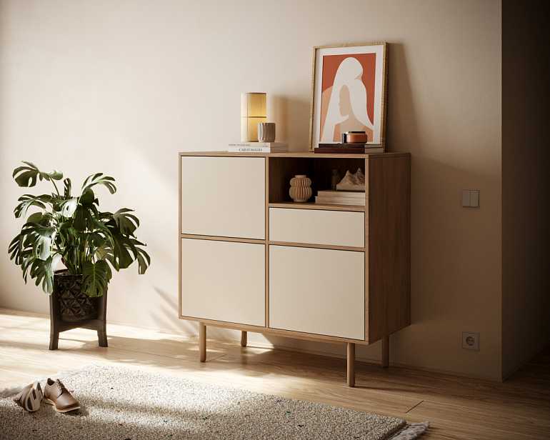 купить комод alice с тремя дверками и ящиком