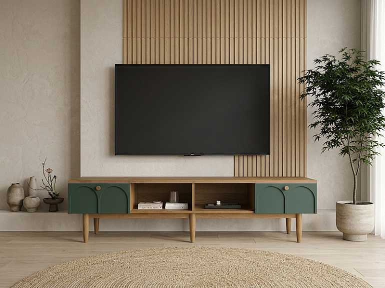купить тумба под tv с двумя ящиками arka green