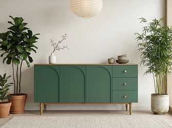 Комод с тремя дверками и ящиками Arka green AR02