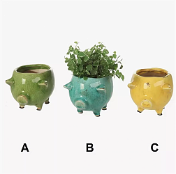 Цветочный горшок в винтажном стиле "Поросенок", вид B