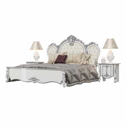 Кровать Дольче Вита 180*200 белый глянец/серебро
