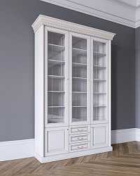 Шкаф книжный 3-дверный, белая эмаль