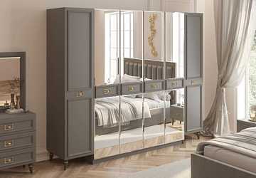 Шкаф шестидверный Виктория графит с серебром