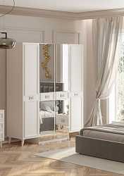 Шкаф четырехдверный Виктория белый с серебром