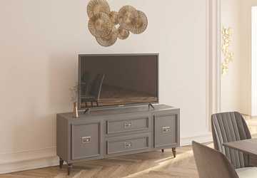 Тумба под ТВ Виктория графит с золотом