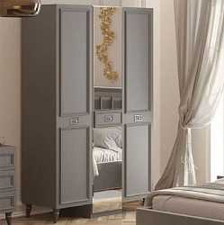 Шкаф трехдверный Виктория графит с серебром