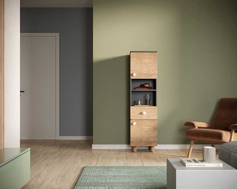 купить узкий шкаф split с одним ящиком и дверками