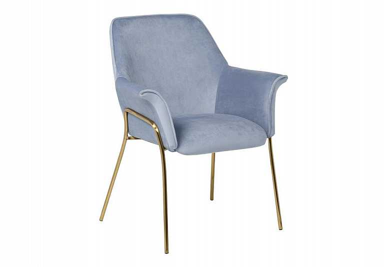 Кресло велюровое, серо-голубое