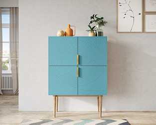 Малый комод с четырьмя дверками "Line" blue