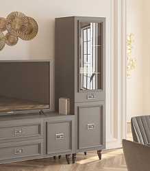 Витрина однодверная Виктория графит с золотом