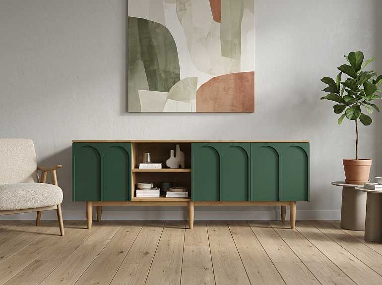 купить большой комод с дверками arka green