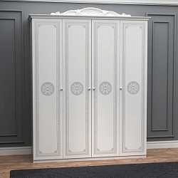 Шкаф четырехдверный Грация, серебро