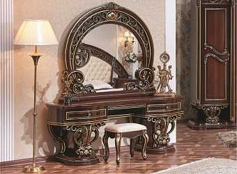 Туалетный стол с зеркалом и пуфом "Марелла" (темный орех)