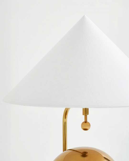 купить золотистая лампа "шанталь" с белым конусным абажуром