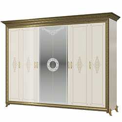 Шкаф платяной шестидверный Версаль без короны (слоновая кость)