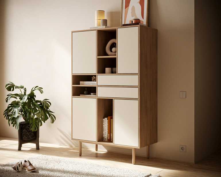 купить комод alice высокий с дверками и ящиками