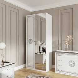 Шкаф двухдверный Грация с зеркалом, серебро