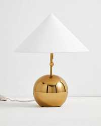 Золотистая лампа "Шанталь" с белым конусным абажуром