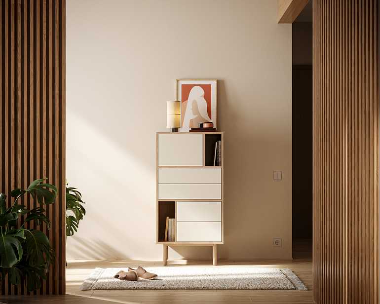 купить комод alice высокий с ящиками и дверкой