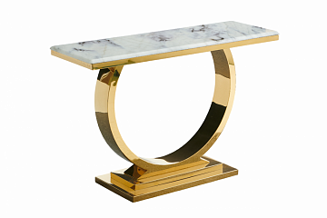 Стол-консоль Лира, небесный белый/золотой