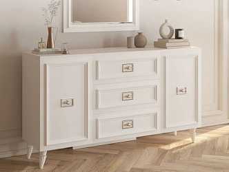 Комод для гостиной Виктория белый с серебром