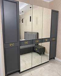 Шкаф пятидверный Виктория графит с серебром