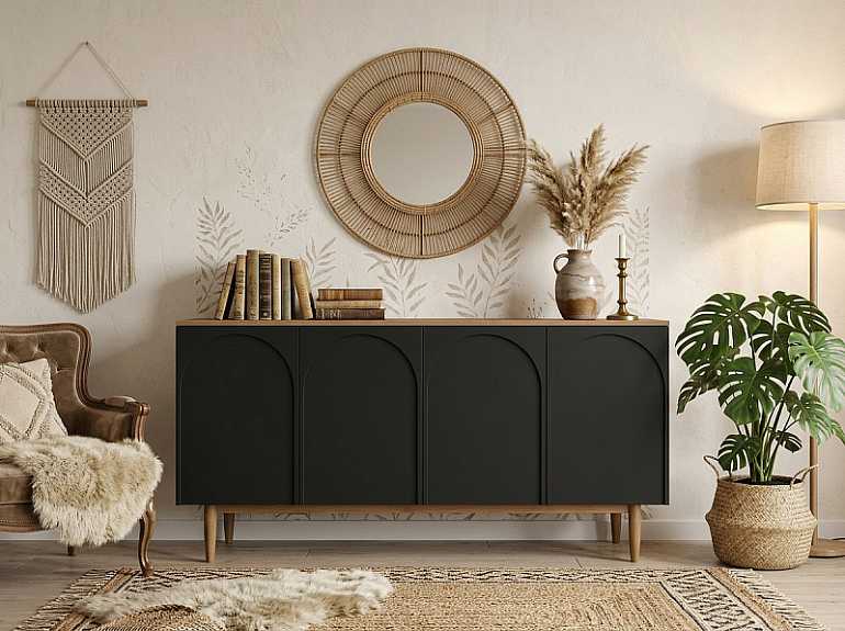 купить комод с четырьмя дверками arka black ar01