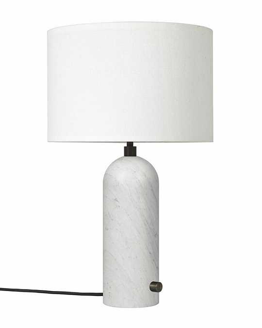 купить настольная лампа "эдвин" из белого мрамора с белым абажуром