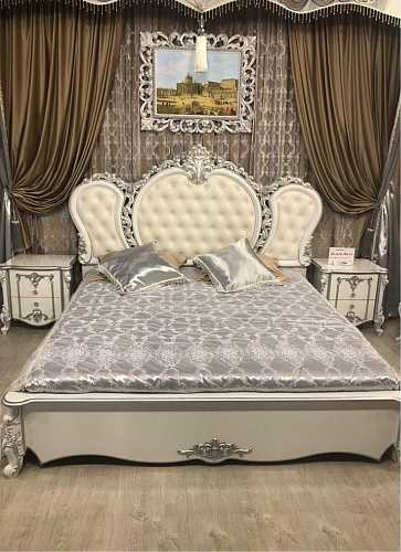 Кровать Дольче Вита 180*200 белый глянец/серебро