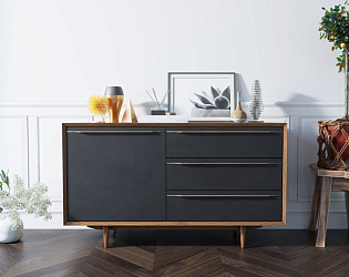 Комод Bruni black с ящиками и дверкой