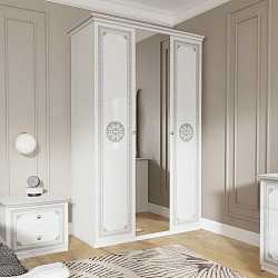 Шкаф трехдверный Грация с зеркалом, серебро