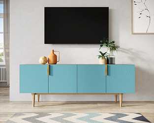 Тумба под TV с четырьмя дверками "Line" blue