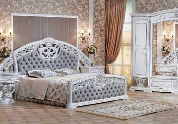 Гарнитур для спальни "Марелла" 6 ст. (белый с серебром)