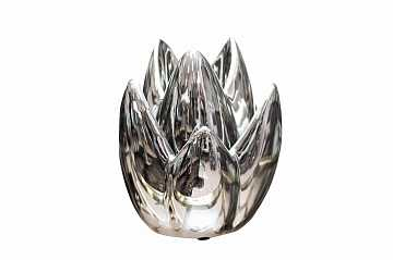 Подсвечник керамический серебристый, средний