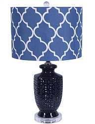 Лампа настольная синяя со стеклянным основанием