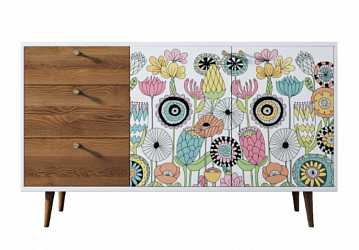 Комод "Berber" с двумя дверками и ящиками (3 принт)