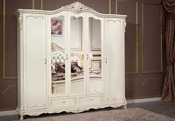 Шкаф платяной пятидверный Gloria с зеркалами MK-2729-WG