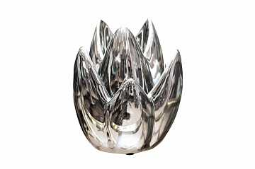 Подсвечник керамический серебристый, большой