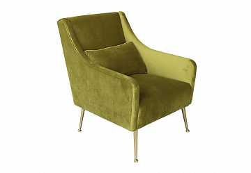 Кресло велюровое, оливковое