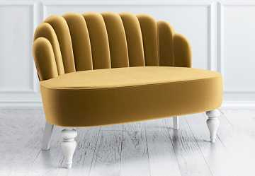 Диван Шелли, золотой и светлые ножки