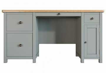 Большой рабочий стол "Jules Verne" с узкой тумбой серый