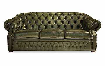 Диван-кровать трехместный Dupen PB-128, кожа, зеленый