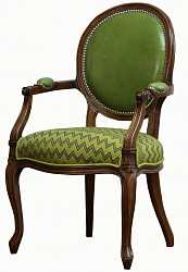 Стул с подлокотниками French Village, кожа + ткань