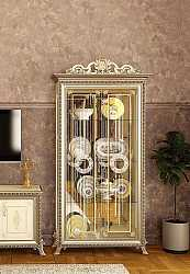 Витрина двухдверная Версаль (слоновая кость) без короны