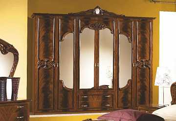 Шкаф платяной шестидверный Ольга, орех