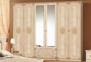 Шкаф платяной шестидверный Рома, бежевый