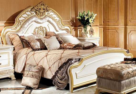 Кровать E62-1 Империя 180*200(с изножьем), white gold + ткань SAKI-46A
