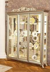 Витрина трехдверная Версаль (слоновая кость) без короны